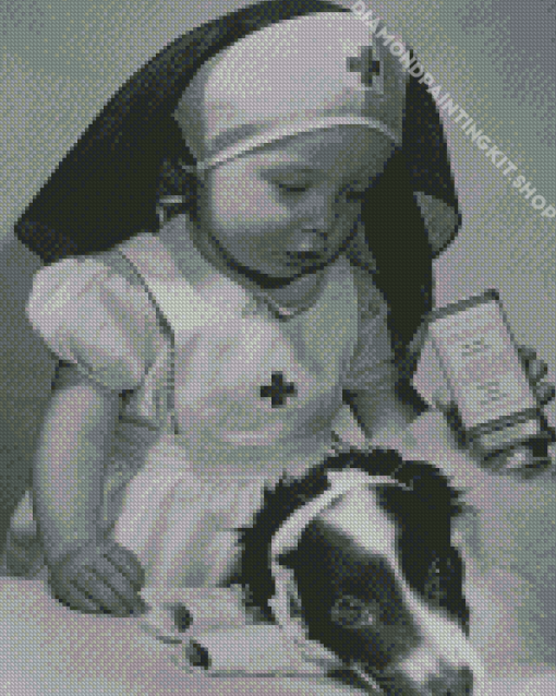 Baby Nurse With Her Dog Diamond Painting