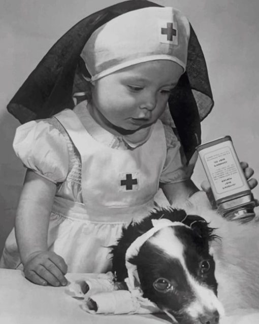 Baby Nurse With Her Dog Diamond Painting