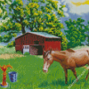 Barn And Horses Art Diamond Painting