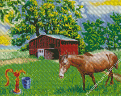 Barn And Horses Art Diamond Painting