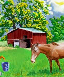 Barn And Horses Art Diamond Painting