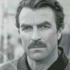 Black And White Tom Selleck Diamond Painting