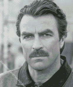 Black And White Tom Selleck Diamond Painting