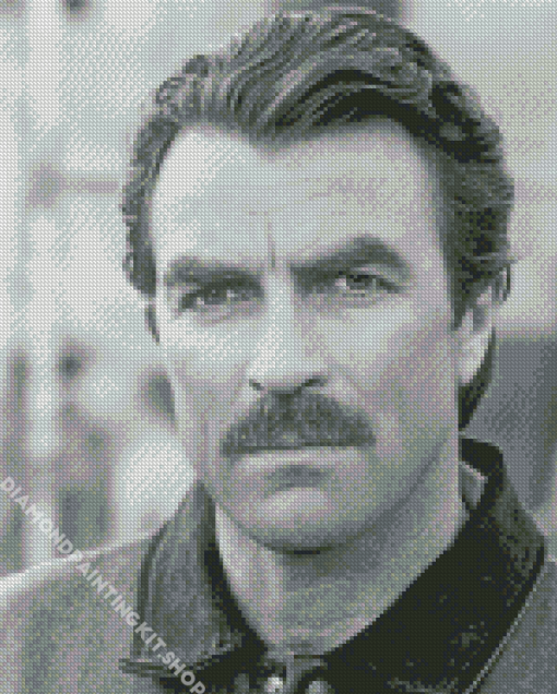 Black And White Tom Selleck Diamond Painting