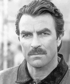 Black And White Tom Selleck Diamond Painting