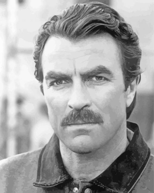 Black And White Tom Selleck Diamond Painting