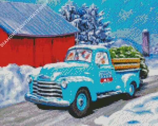 Blue Vintage Truck Diamond Painting