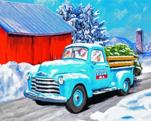 Blue Vintage Truck Diamond Painting