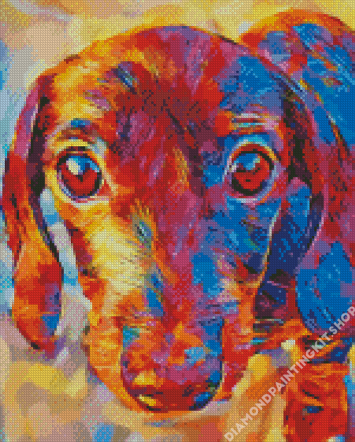 Colorful Dachshund Face Diamond Painting