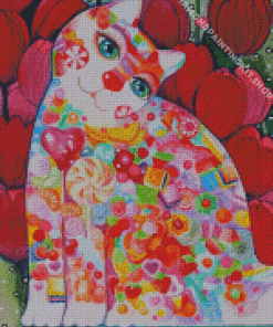 Colorful Kitten And Candy Diamond Painting