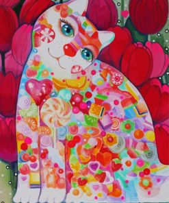 Colorful Kitten And Candy Diamond Painting