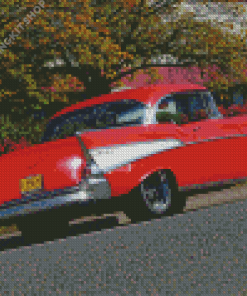 Cool Red And White 57 Chevy Car Diamond Painting