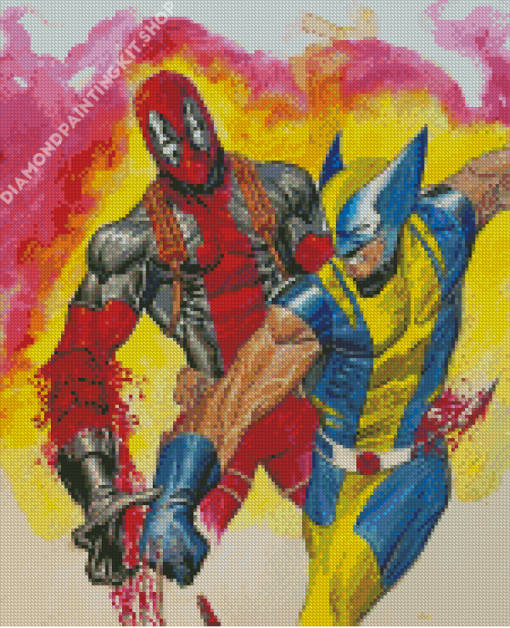 Cool Wolverine Vs Deadpool Diamond Painting