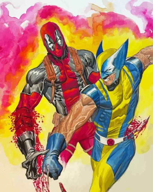 Cool Wolverine Vs Deadpool Diamond Painting