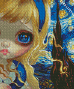 Cute Alice In The Starry Night Diamond Painting