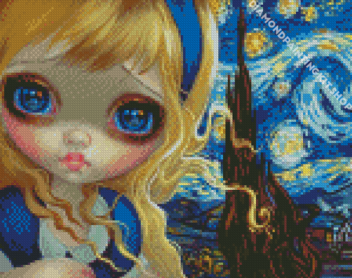 Cute Alice In The Starry Night Diamond Painting