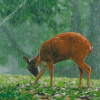 Cute Deer In Rain Diamond Painting