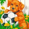 Cute Dog Football Diamond Painting