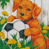 Cute Dog Football Diamond Painting