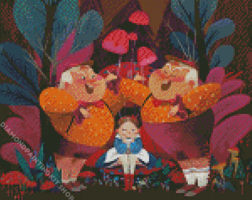 Cute Alice And Tweedle Dee And Deedle Dum Diamond Painting