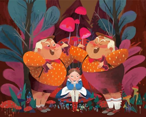 Cute Alice And Tweedle Dee And Deedle Dum Diamond Painting