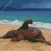 Funny Elephant On Beach Diamond Painting