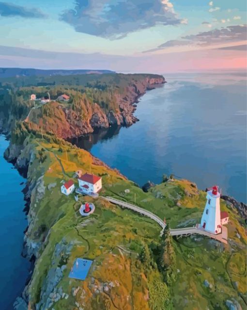 Grand Manan Lighthouse Landscape Diamond Painting