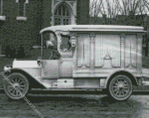 Monochrome Old Hearse Diamond Painting