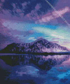 Mountain And Purple And Blue Sky Diamond Painting