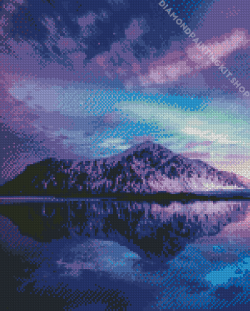 Mountain And Purple And Blue Sky Diamond Painting