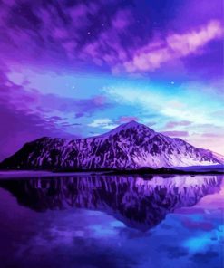 Mountain And Purple And Blue Sky Diamond Painting