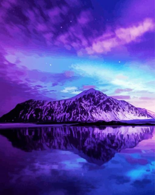 Mountain And Purple And Blue Sky Diamond Painting