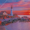 Portland Lighthouse Sunset Diamond Painting