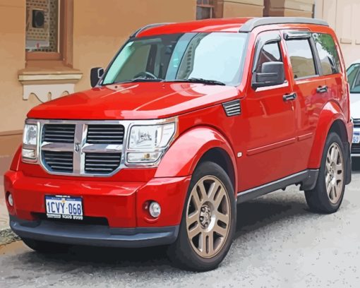 red Dodge nitro car diamond painting