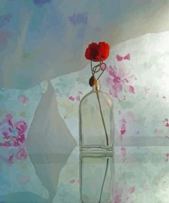 Red Flower In Bottle Reflection Diamond Painting