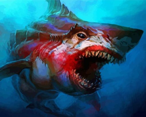 Scary Great White Shark Diamond Painting