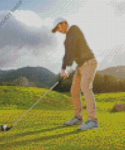 Side View Man Playing Golf Diamond Painting