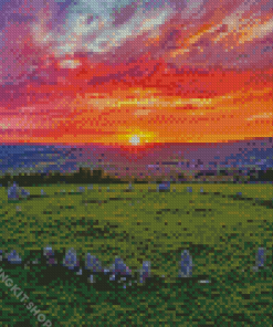 Stone Circle Sunset View Diamond Painting