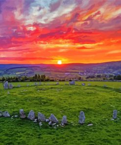 Stone Circle Sunset View Diamond Painting