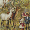 Two Young Children Feeding The Deer In A Park English School Diamond Painting