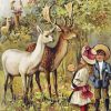 Two Young Children Feeding The Deer In A Park English School Diamond Painting