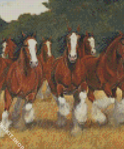 12 Brown Horses Diamond Painting