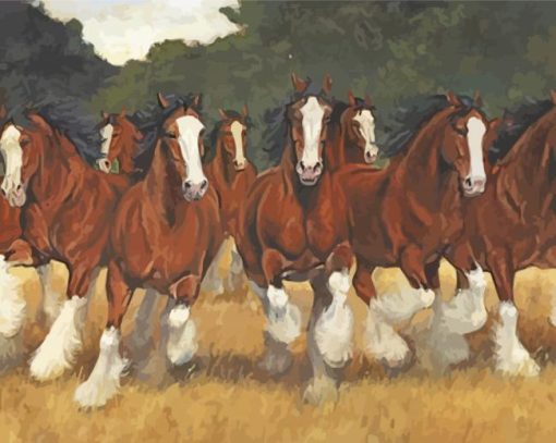 12 Brown Horses Diamond Painting