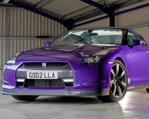 2018 Nissan GTR dark Purple Diamond Painting