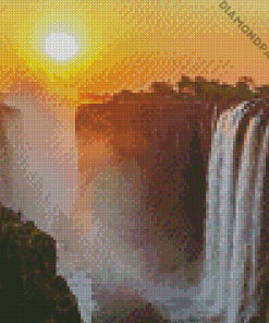 Victoria Falls Zimbabwe Sunset Landscape Diamond Painting