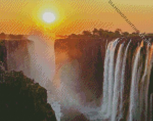 Victoria Falls Zimbabwe Sunset Landscape Diamond Painting