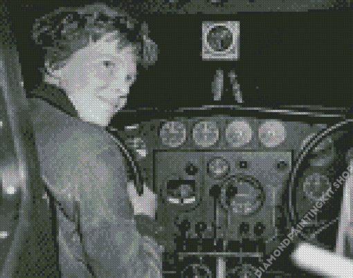 Amelia Earhart In The Plane Diamond Painting