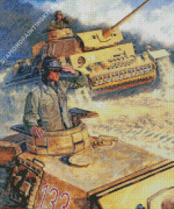 Army Tanks In The Desert War Art Diamond Painting