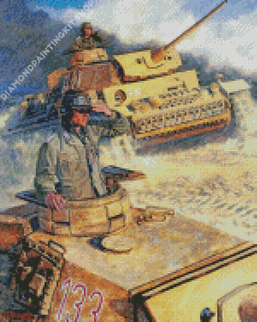 Army Tanks In The Desert War Art Diamond Painting