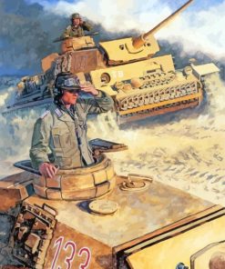 Army Tanks In The Desert War Art Diamond Painting